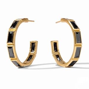 $165 JULIE VOS | ANTONIA LARGE HOOP EARRINGS WITH CZ CRYSTALS Color Black